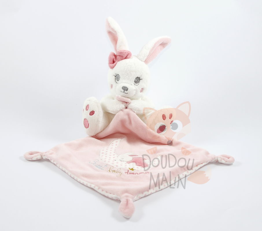  baby comforter rabbit pink white moon sweet baby dreams 